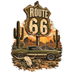 Route66 Coucher Soleil Voiture Desert