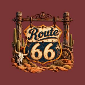 Route66 Enseigne Cactus Crane Western
