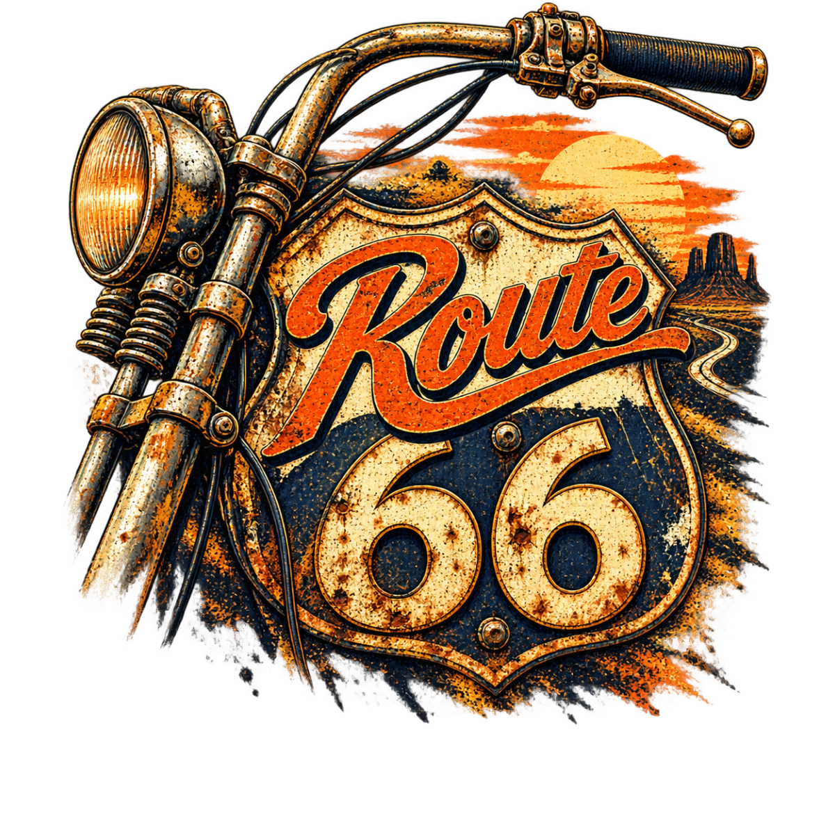 Route66 Guidon Moto Paysage Desert