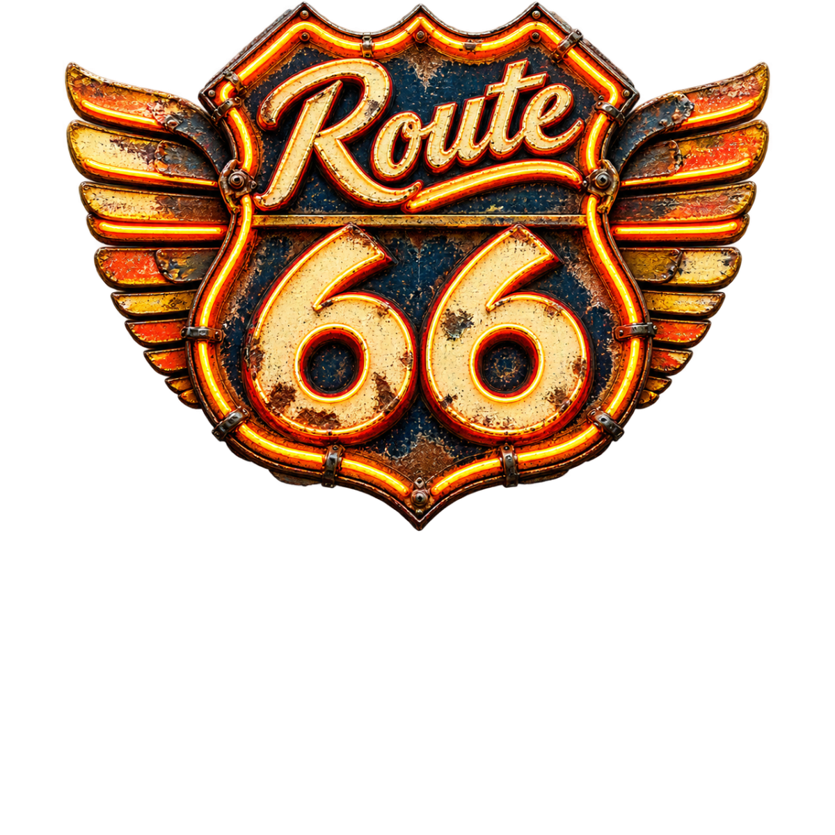 Route66 Neon Ailes Metal Vintage