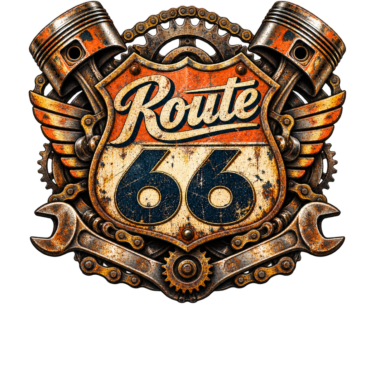 Route66 Pistons Engrenages Metal Rouille