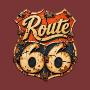 Route66 Plaque Fissuree Rivets Acier