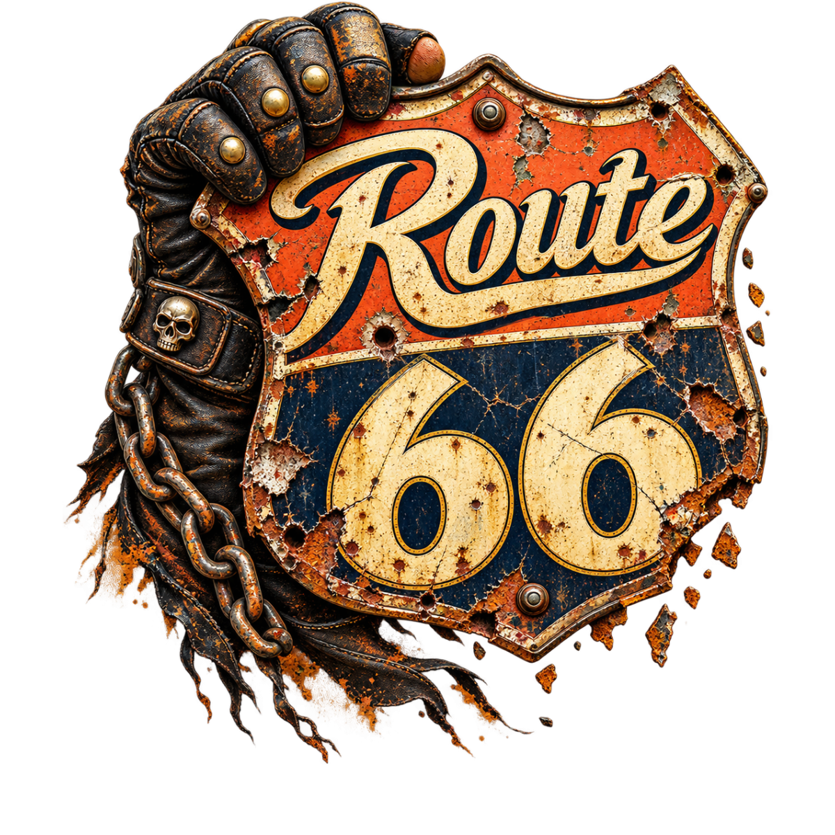 Route66 Poing Cuir Chaine Rebelle