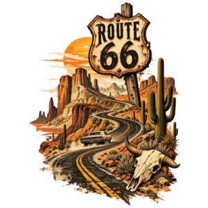 Route66 Route Sinueuse Crane Cactus