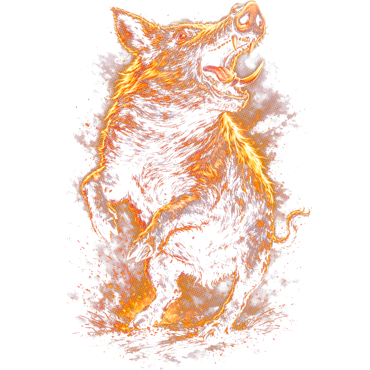 Sanglier rugissant en illustration colorée