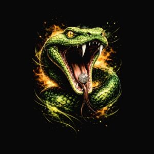 Serpent vert gueule ouverte dé déchaîné