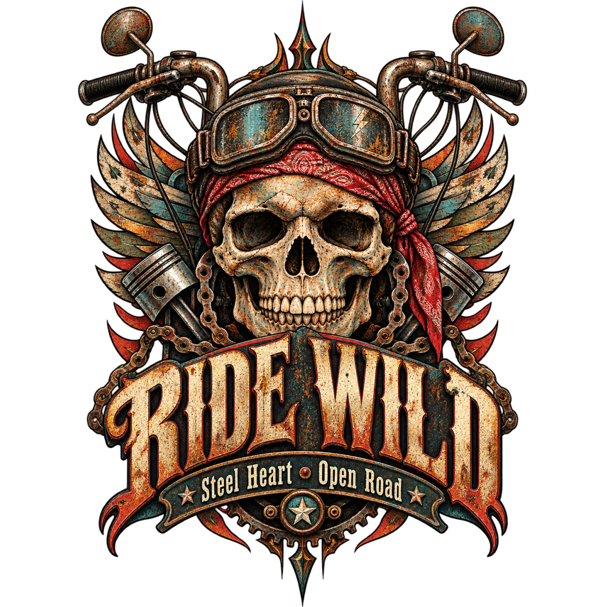 Skull Biker Ride Wild