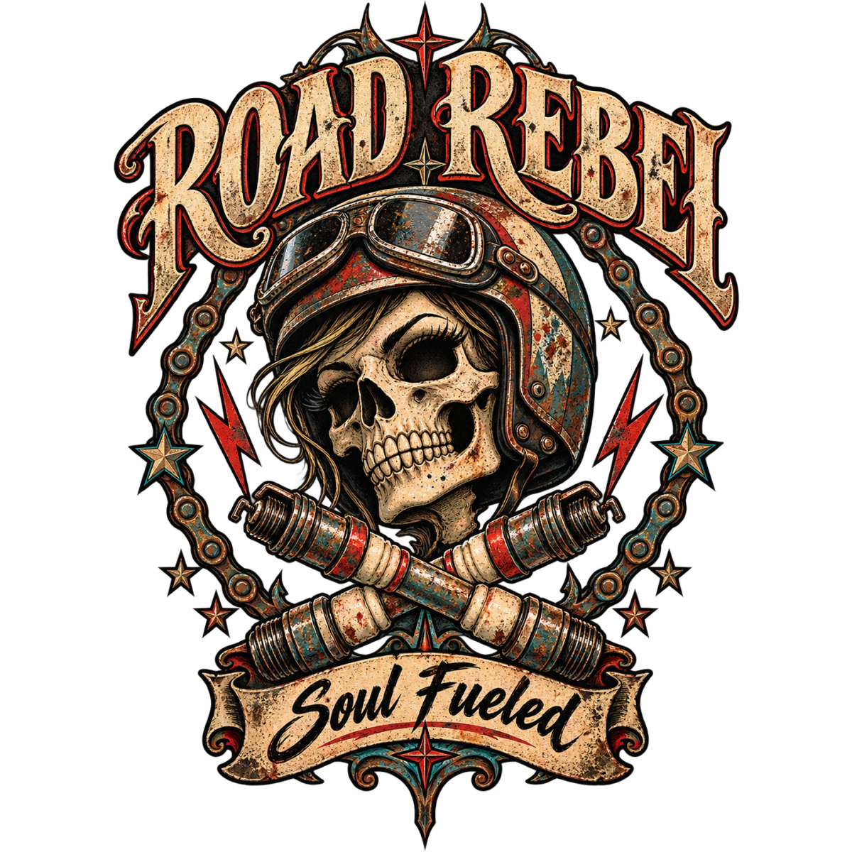 Skull Biker Road Rebel