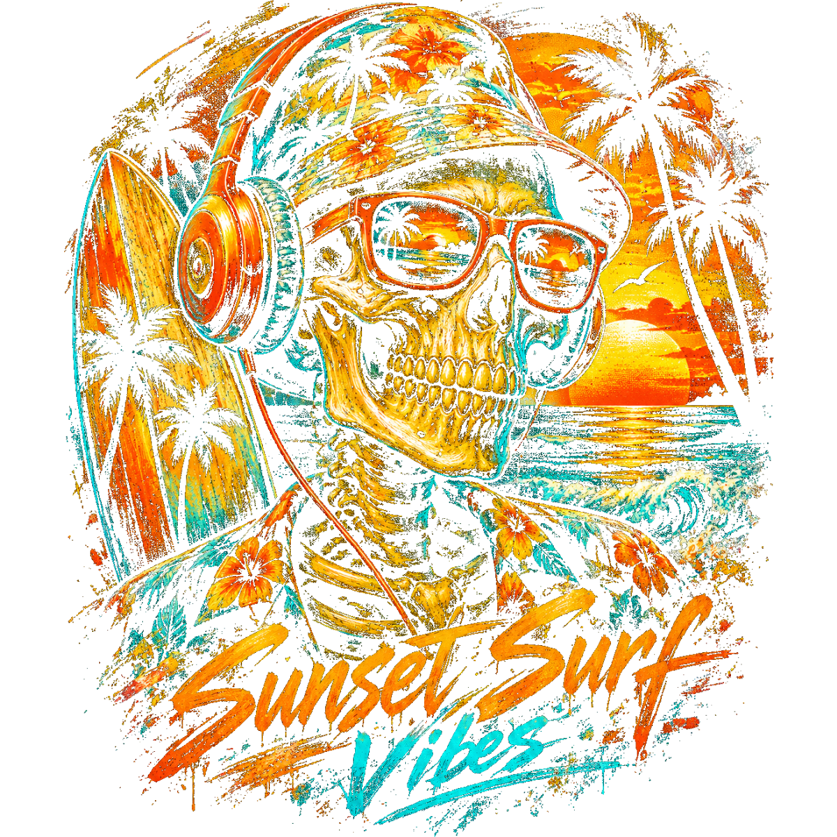 Skull casquette lunettes plage