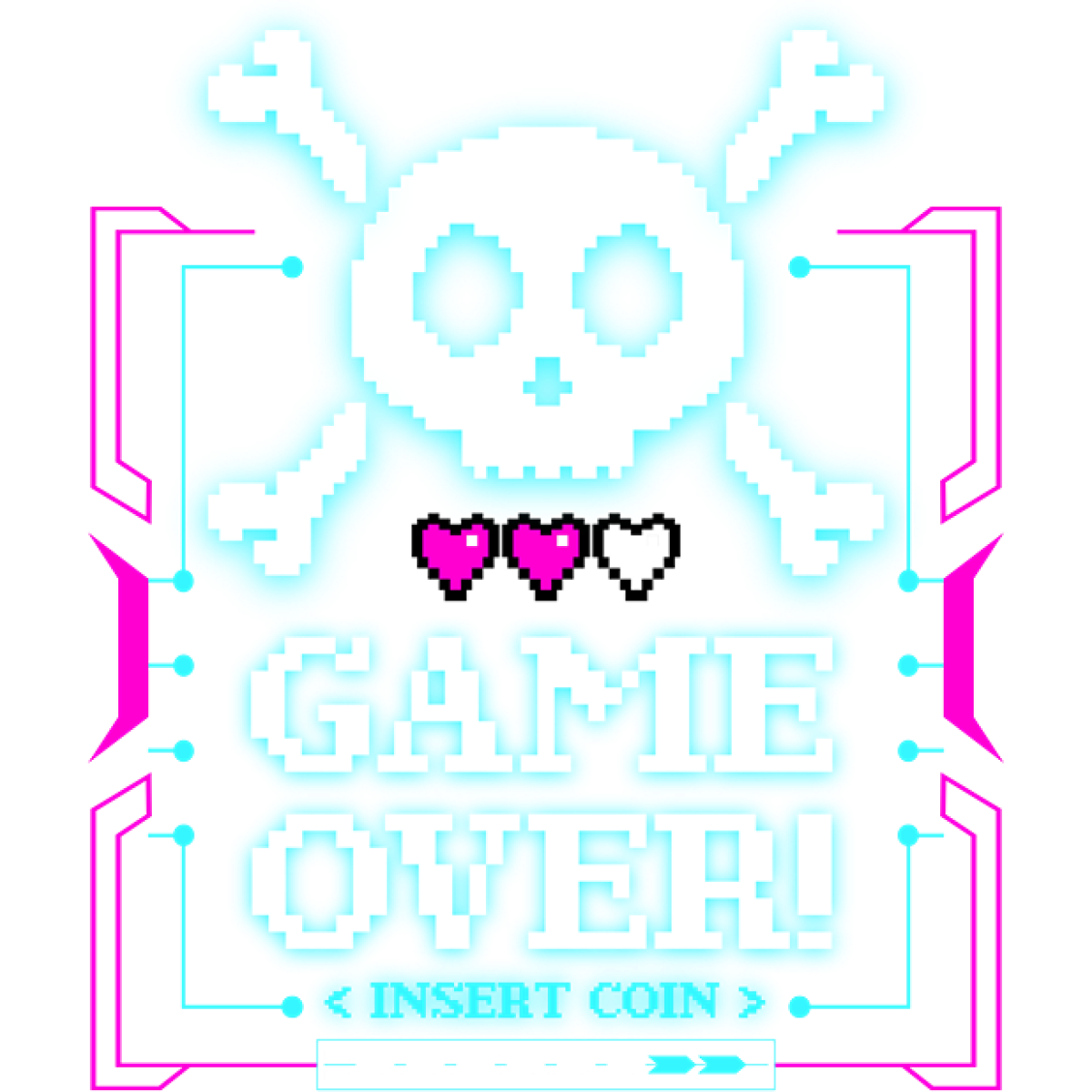 Skull pixel art Game Over jeu vidéo