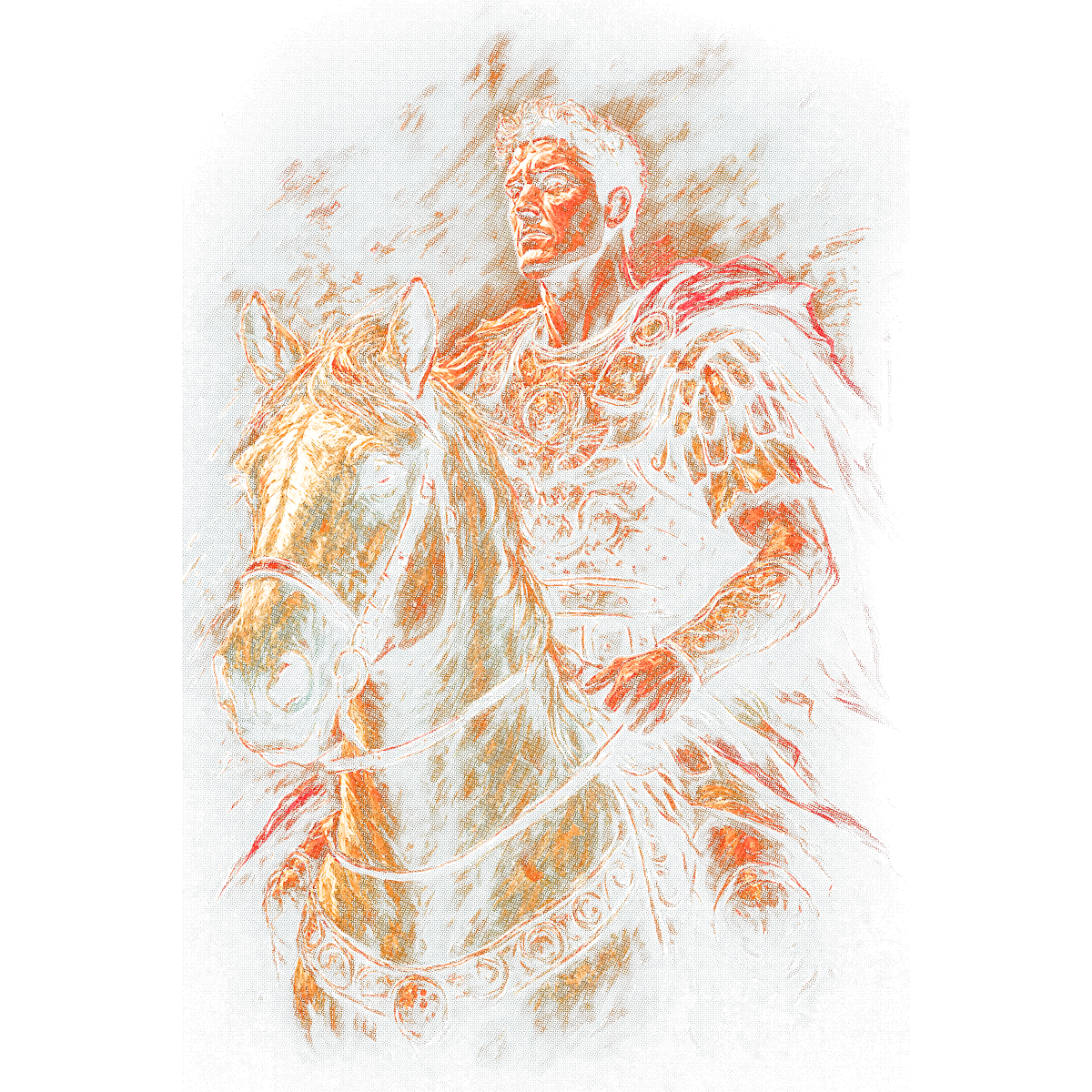 Soldat romain antique cheval armure cape