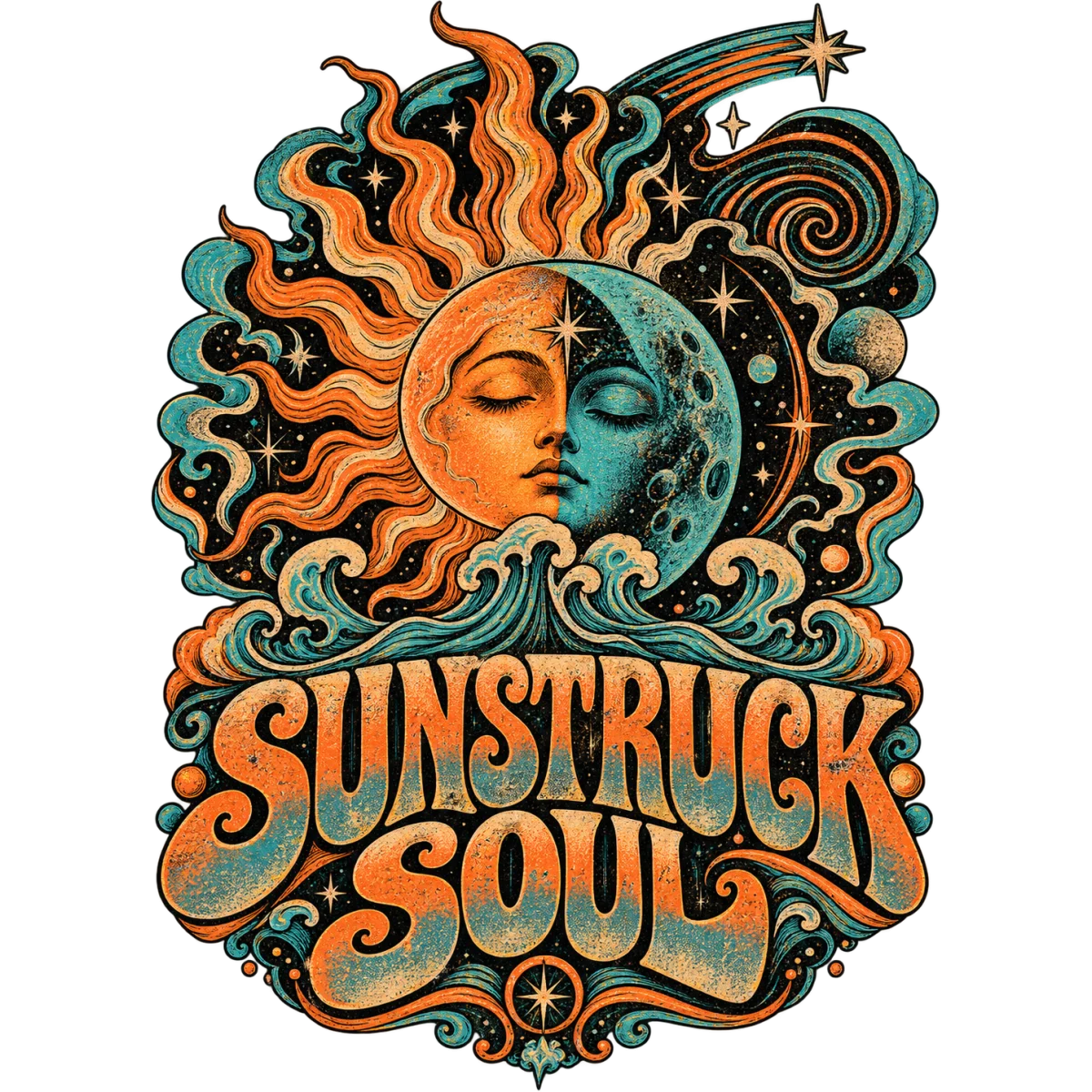 Soleil et lune visage fusionnés
