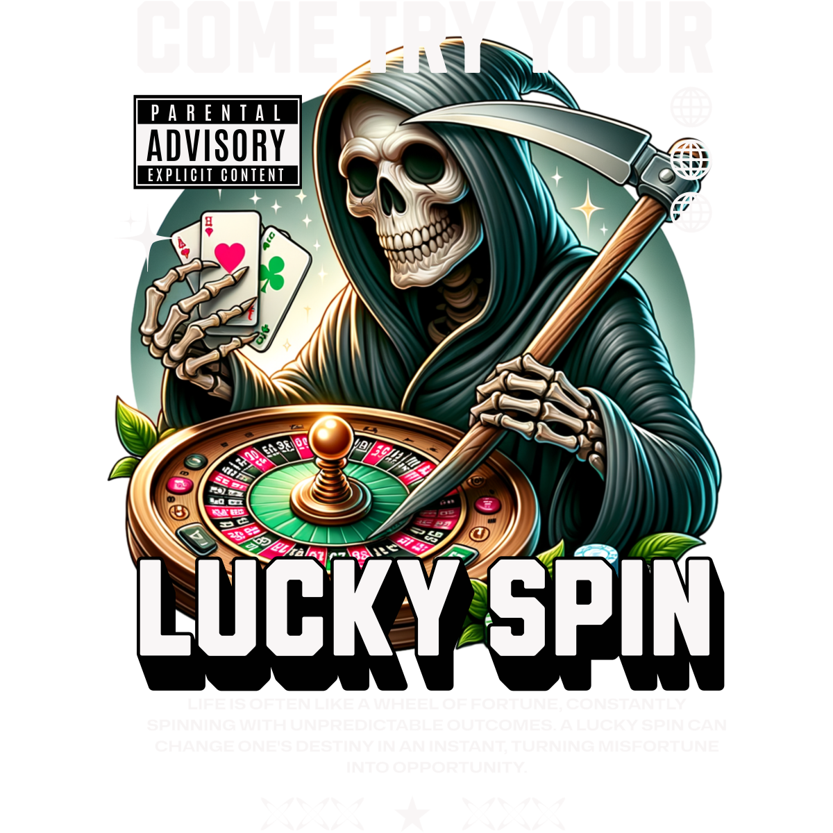 Squelette capuche roulette cartes chance