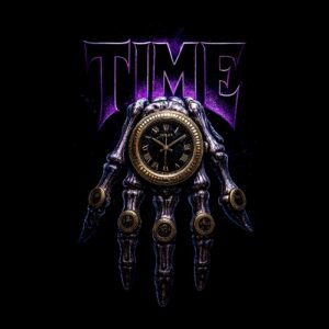 Squelette de main montre horloge sur fond