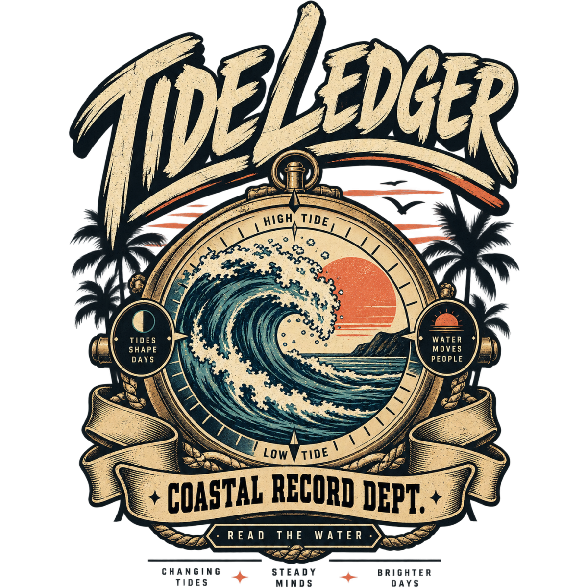 Surf Cadran Marees Vague Vintage
