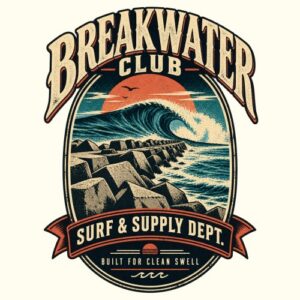 Surf Digue Rochers Vague Retro
