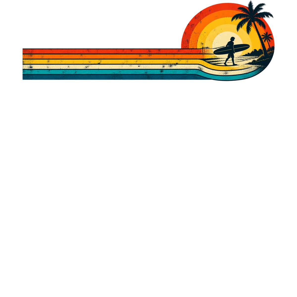 Surf Longboard Palmiers Sunset