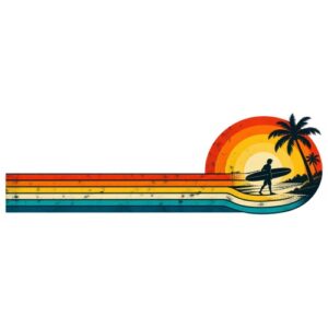 Surf Longboard Palmiers Sunset