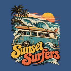 Surfvanvintage Combi Soleil Vagues Palmiers