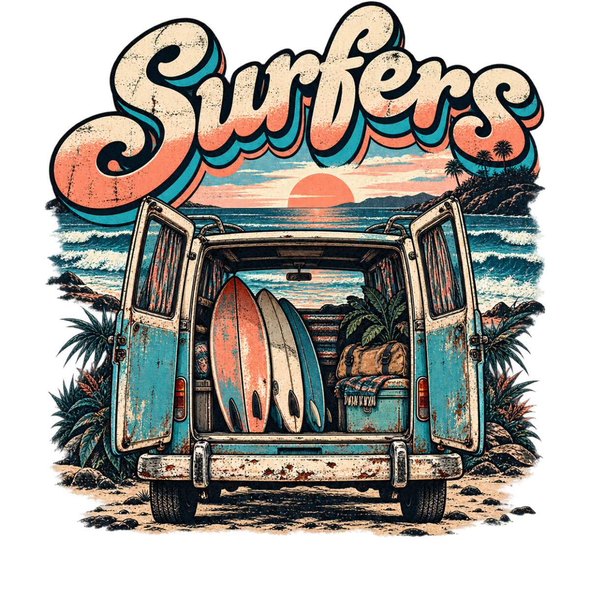 Surfvanvintage Hayon Ouvert Planches Ocean