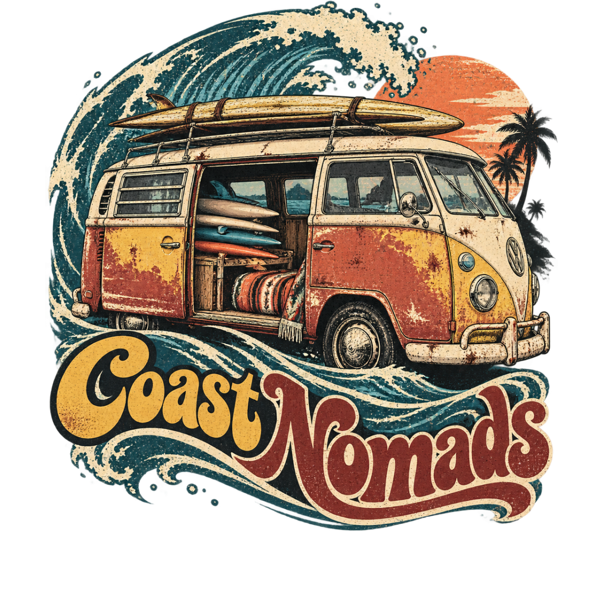 Surfvanvintage Portiere Ouverte Planches Ocean