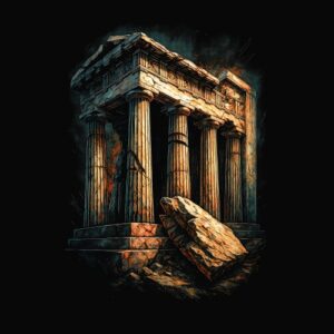 Temple grec antique colonnes délabrées ruines