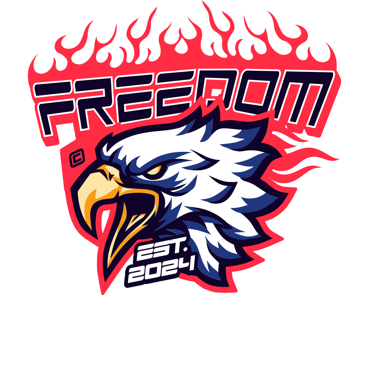 Tête d’aigle crachant flammes liberté