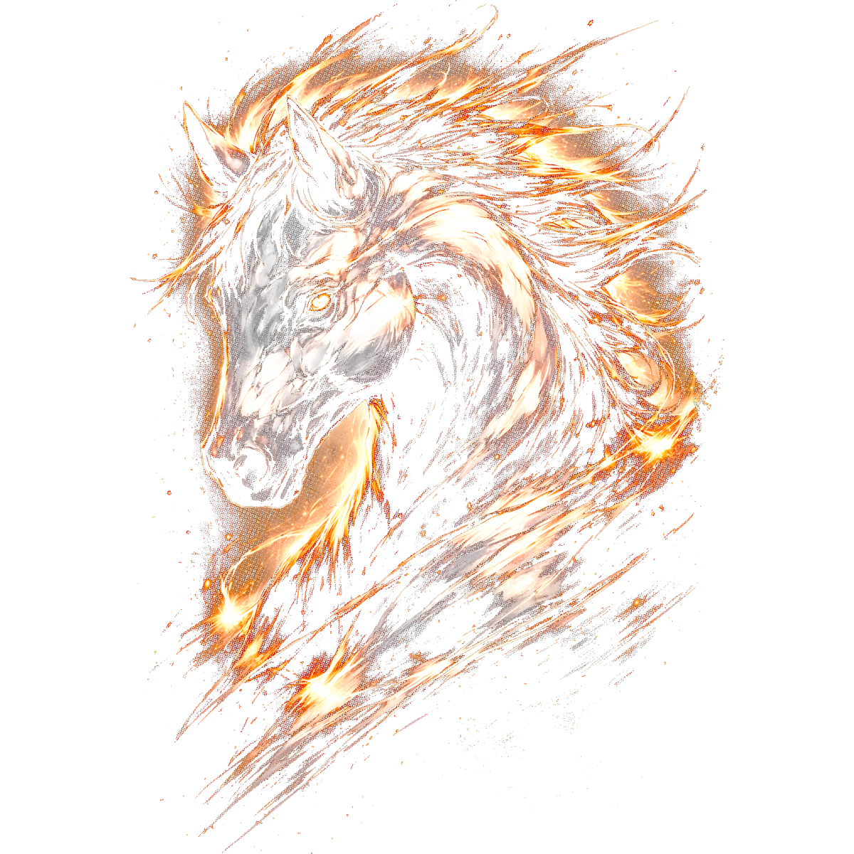 Tête de cheval blanc feu lumineux