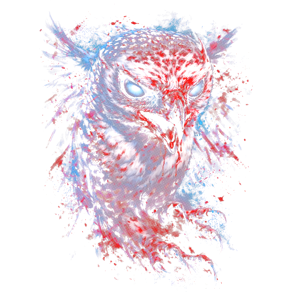 Tête de hibou aux yeux lumineux