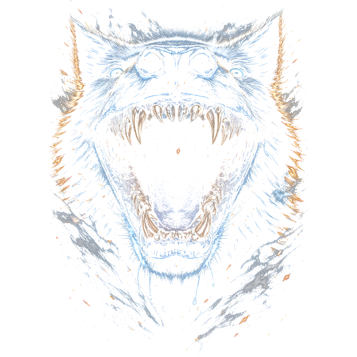 Tête de monstre gueule ouverte effrayante