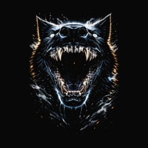 Tête de monstre gueule ouverte effrayante
