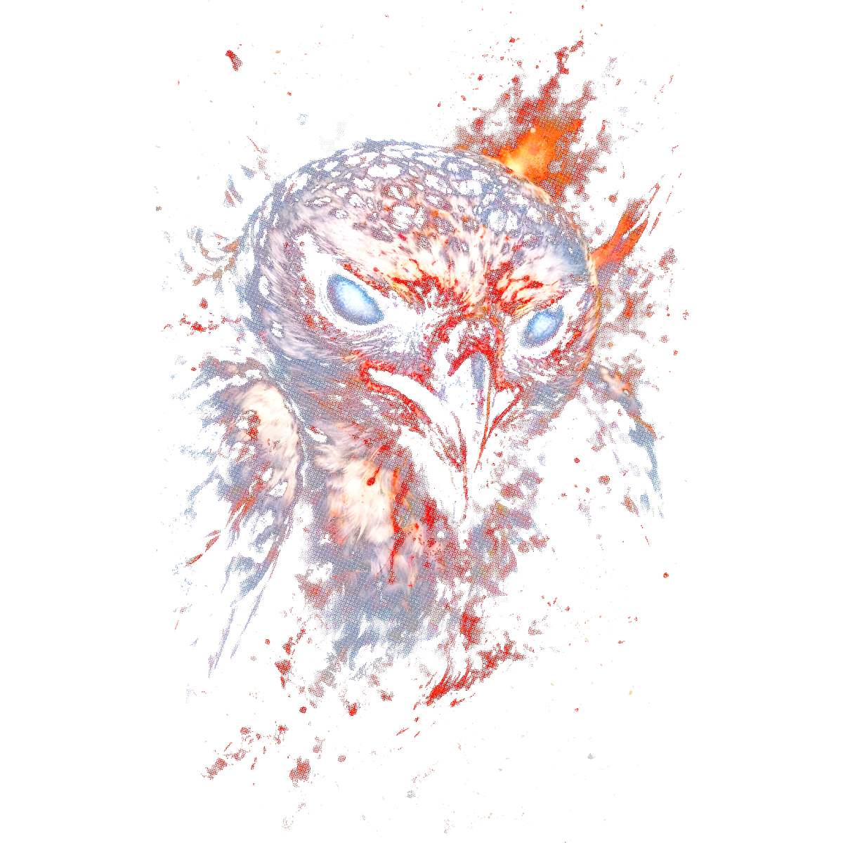 Tête de rapace aux yeux lumineux rouge