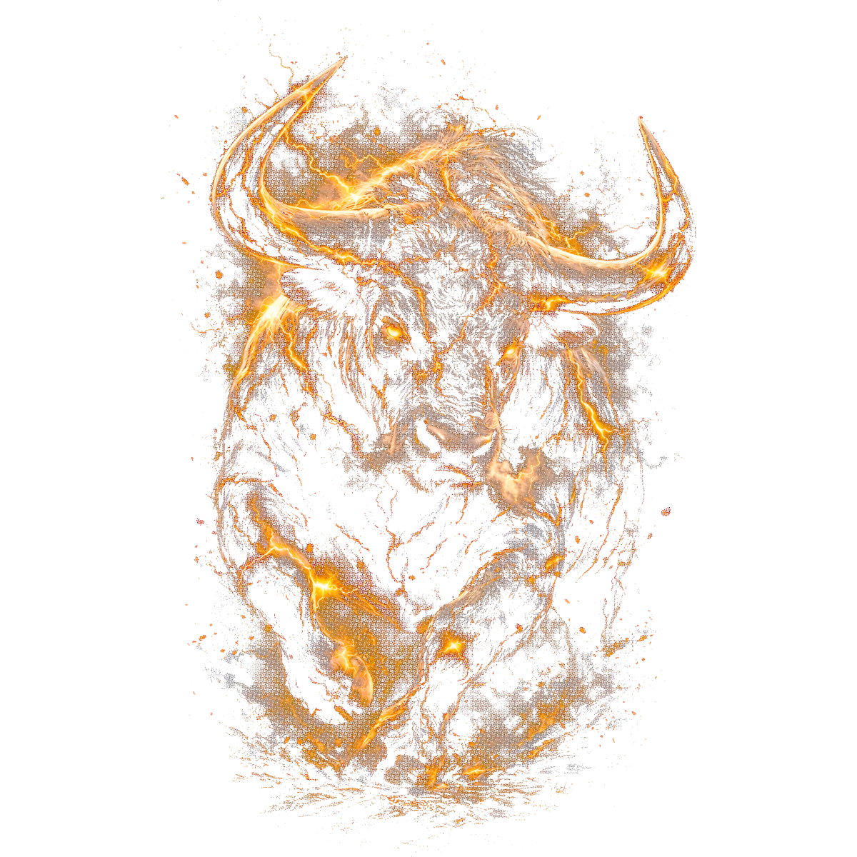 Tête de taureau en flammes électriques