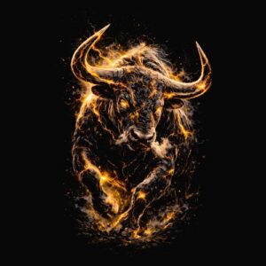 Tête de taureau en flammes électriques