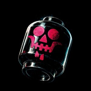Tête style skull lego blanche visage squelette rose