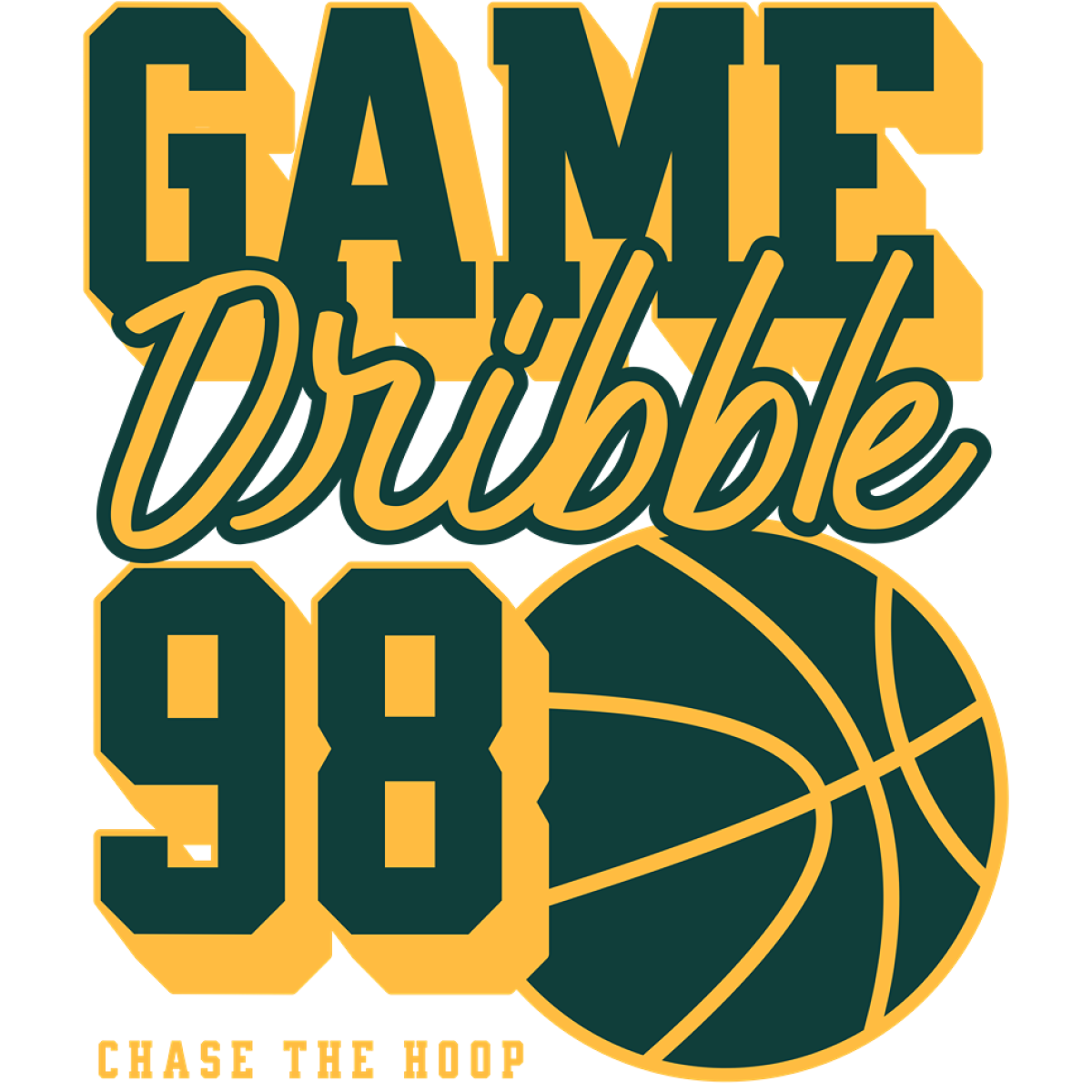 Texte et ballon de basket numéro 98