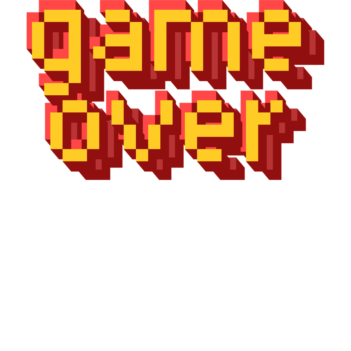 Texte pixel art trois dimensions rouge jaune