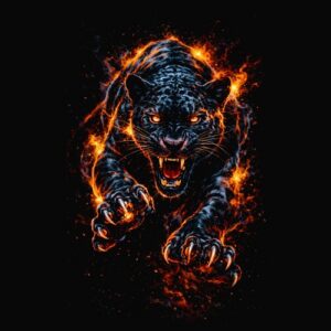 Tigre rugissant éclats de feu