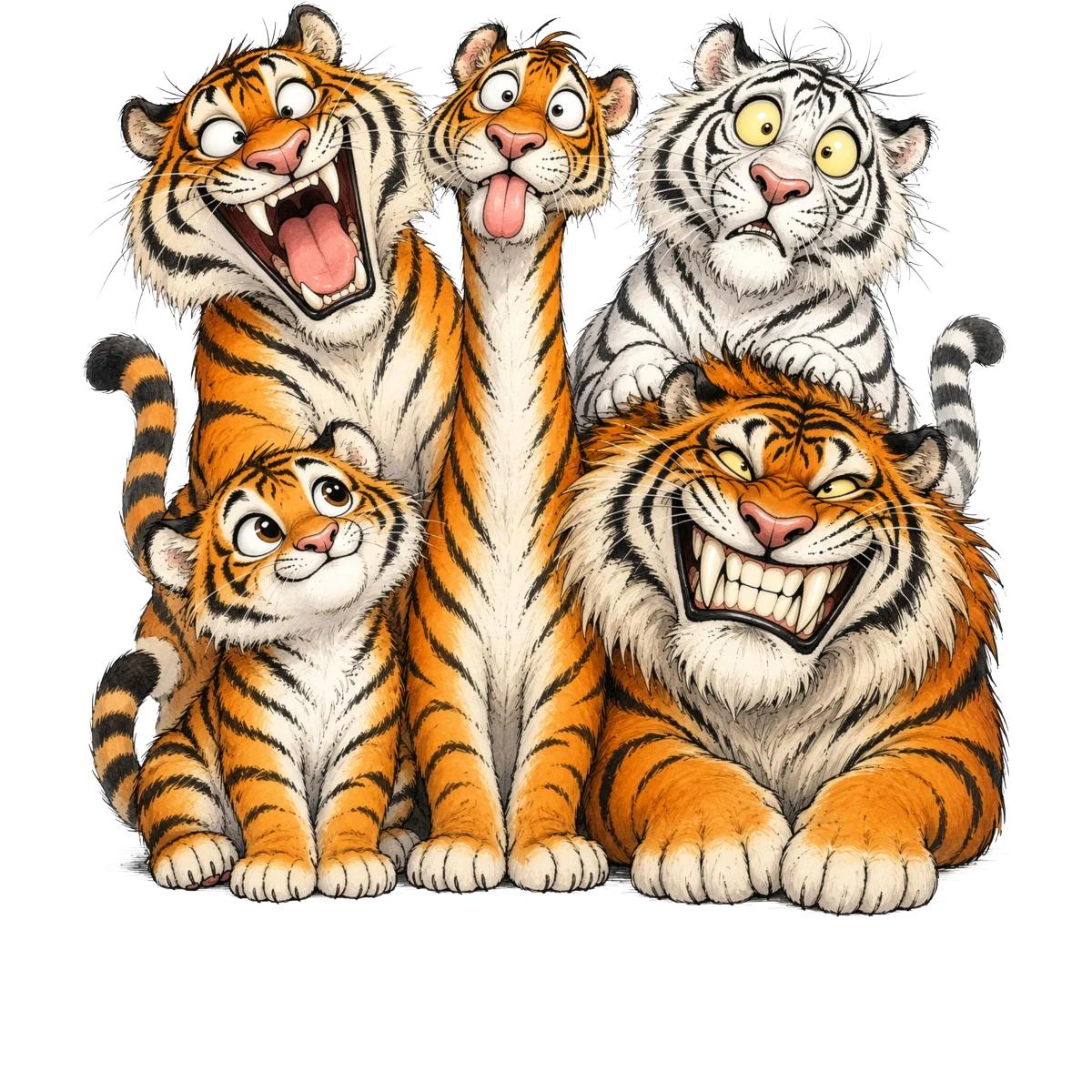 Tigres cartoon expression drôles variées