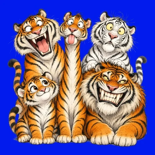 Tigres cartoon expression drôles variées