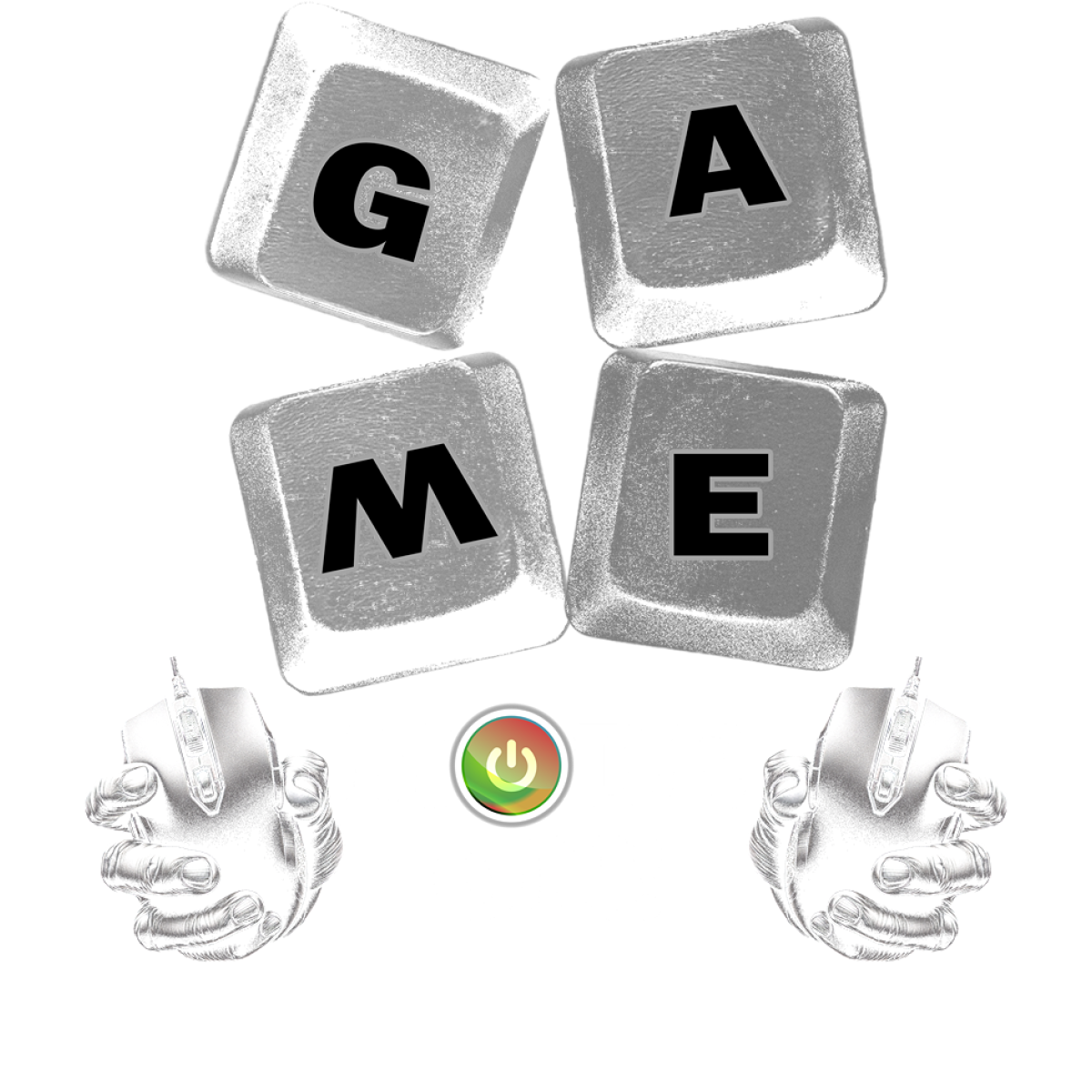 Touches de clavier lettres game mains manettes bouton power
