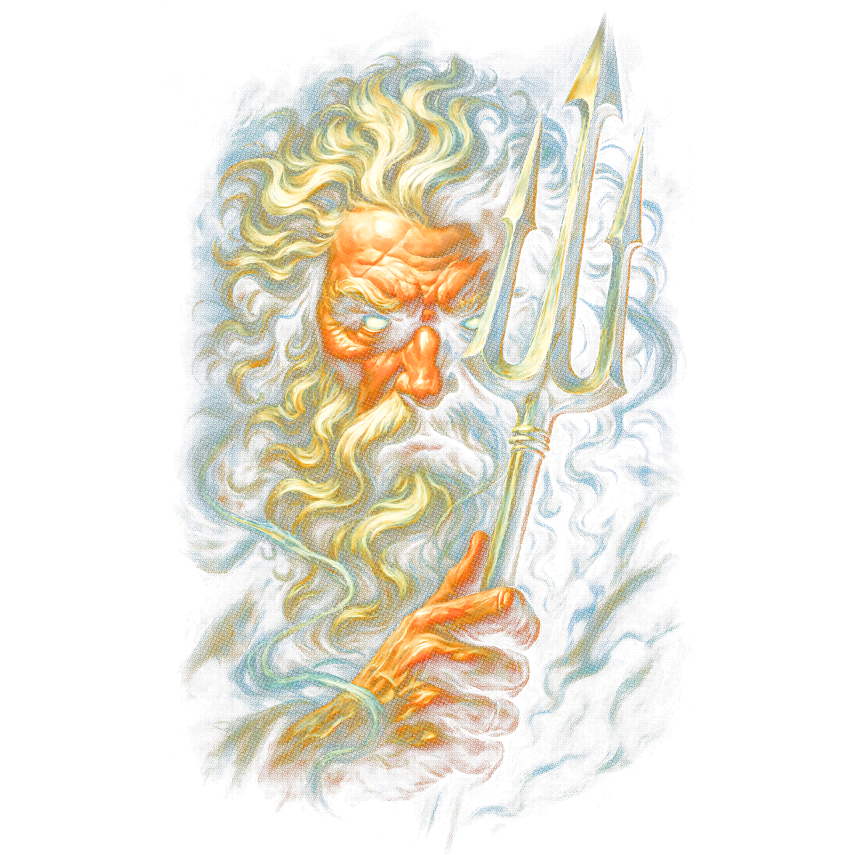 Vieil homme barbu avec trident