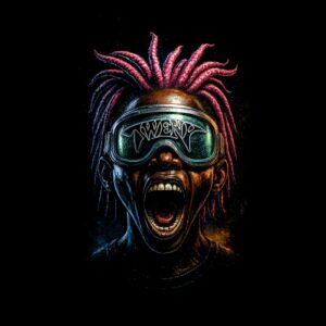Visage criant lunettes cheveux colorés