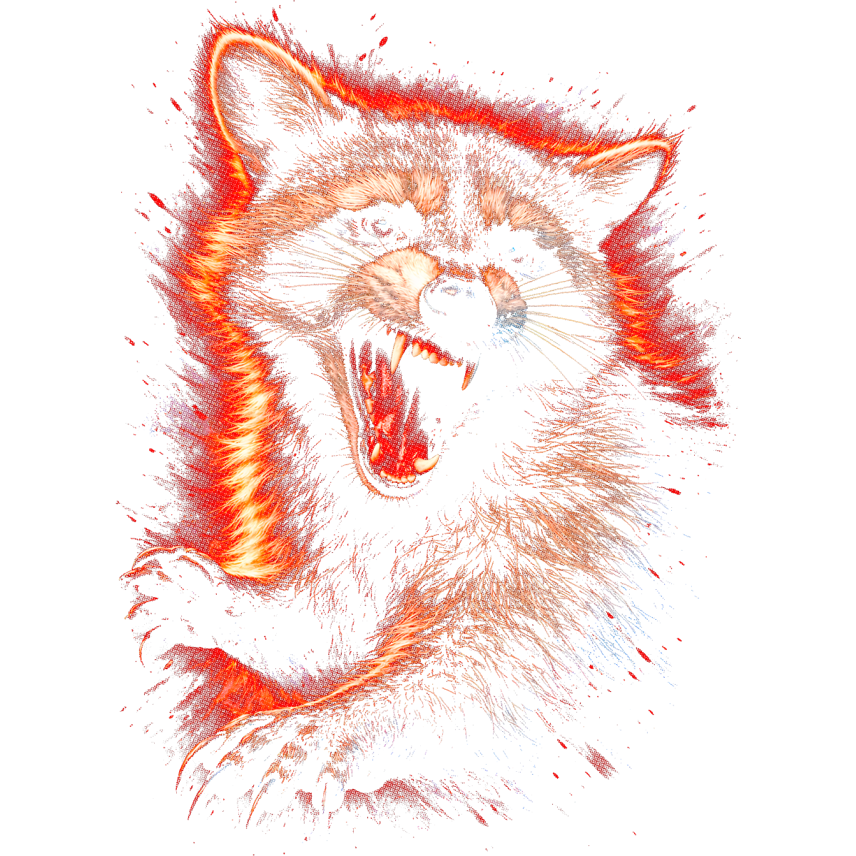 Visage de renard féroce rugissant