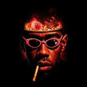 Visage homme lunettes flammes cerveau allumette