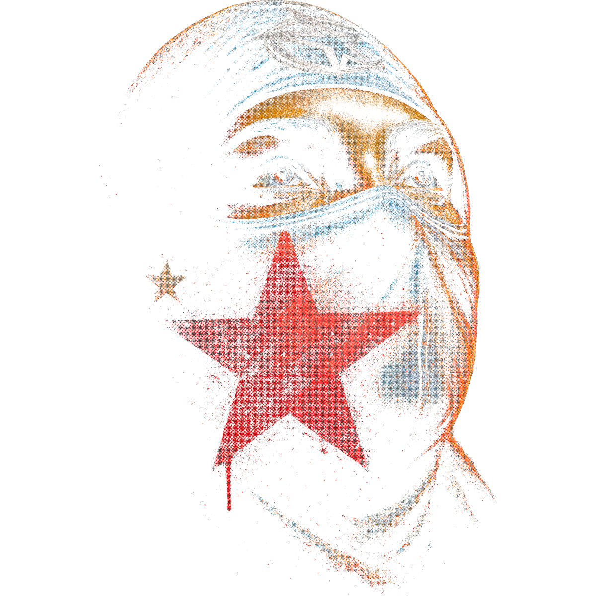 Visage masqué étoile rouge sanglante