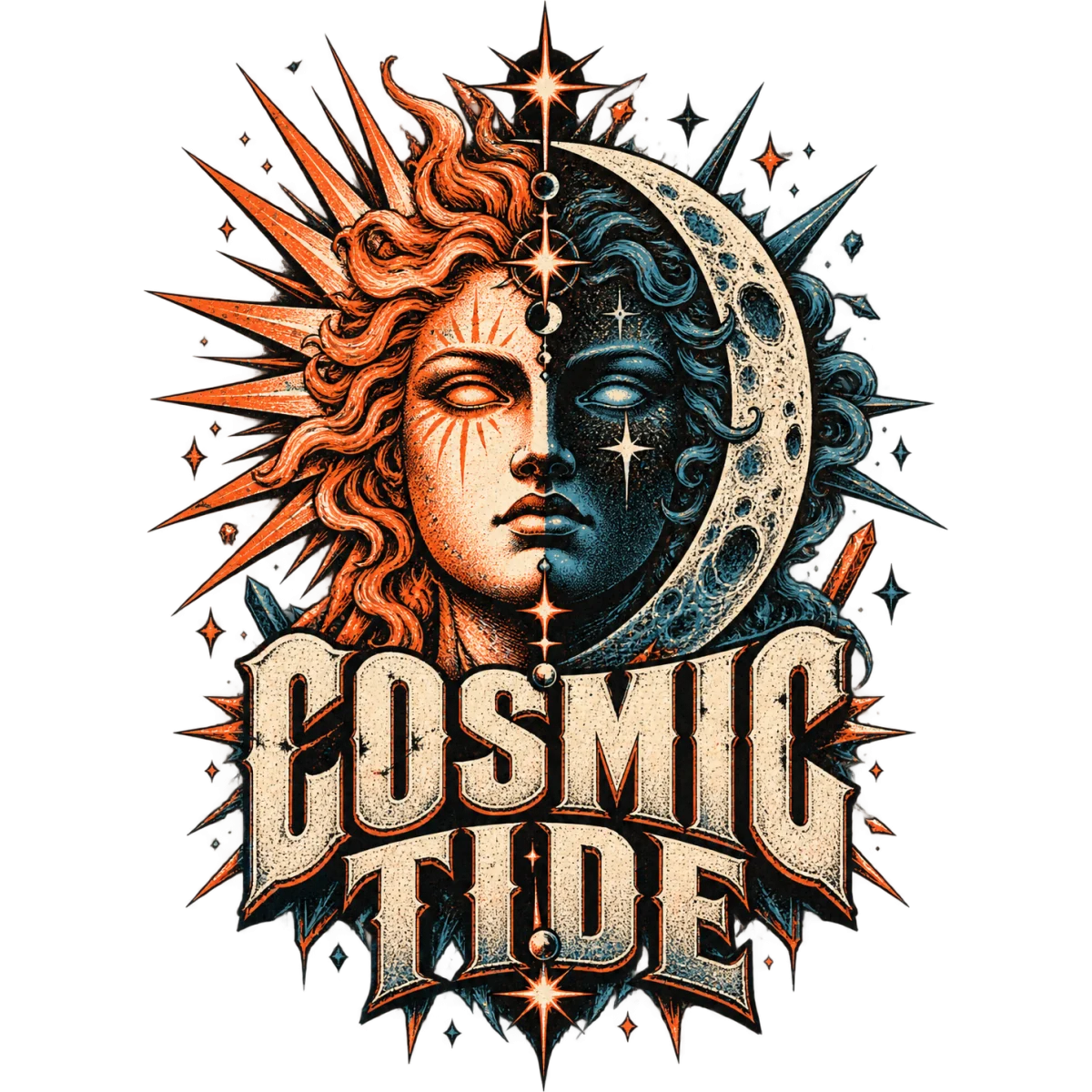 Visage soleil lune Cosmic Tide
