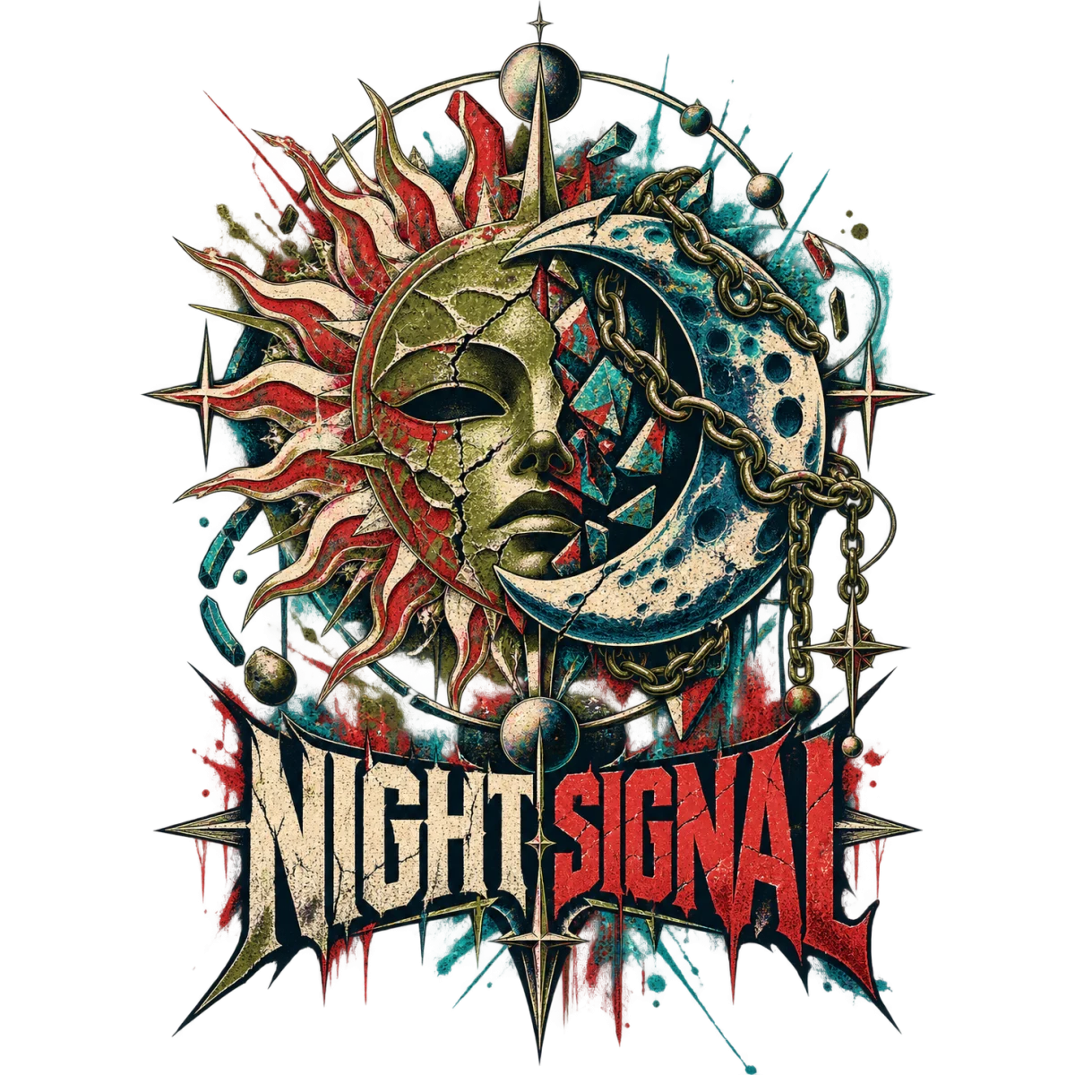 Visage soleil lune Night Signal