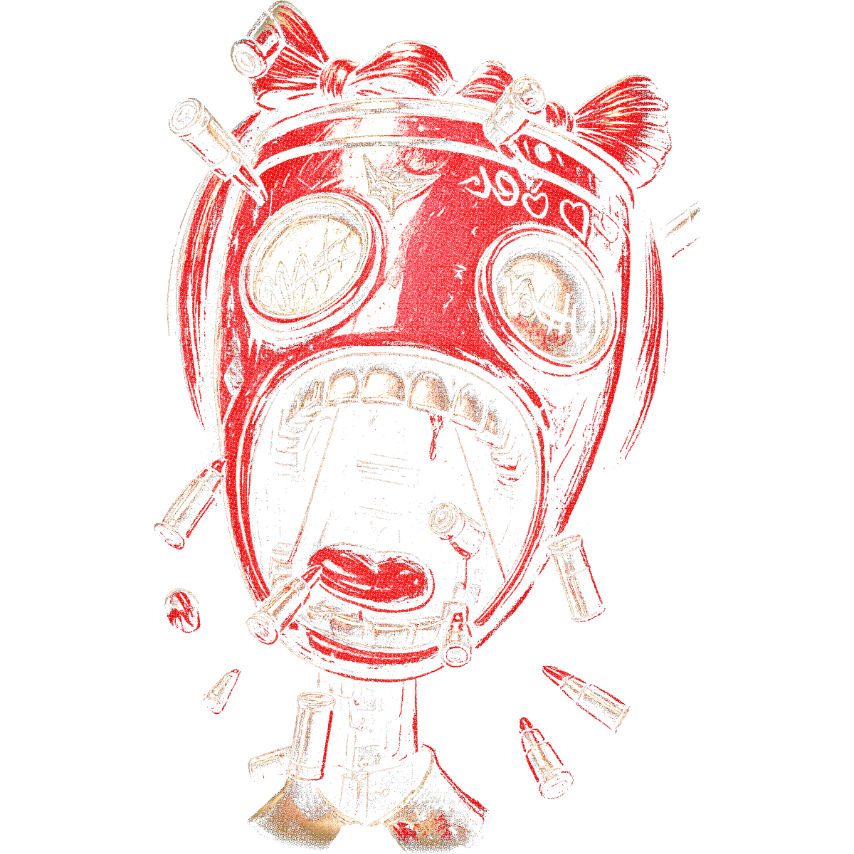Visage style masque canon balles rouges