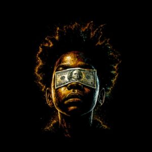 Visage stylisé homme billet yeux fermés
